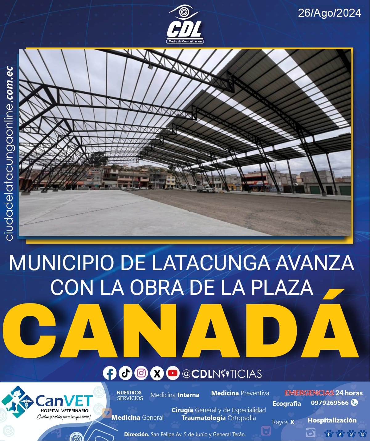 MUNICIPIO DE LATACUNGA AVANZA CON LA OBRA DE LA PLAZA CANADÁ