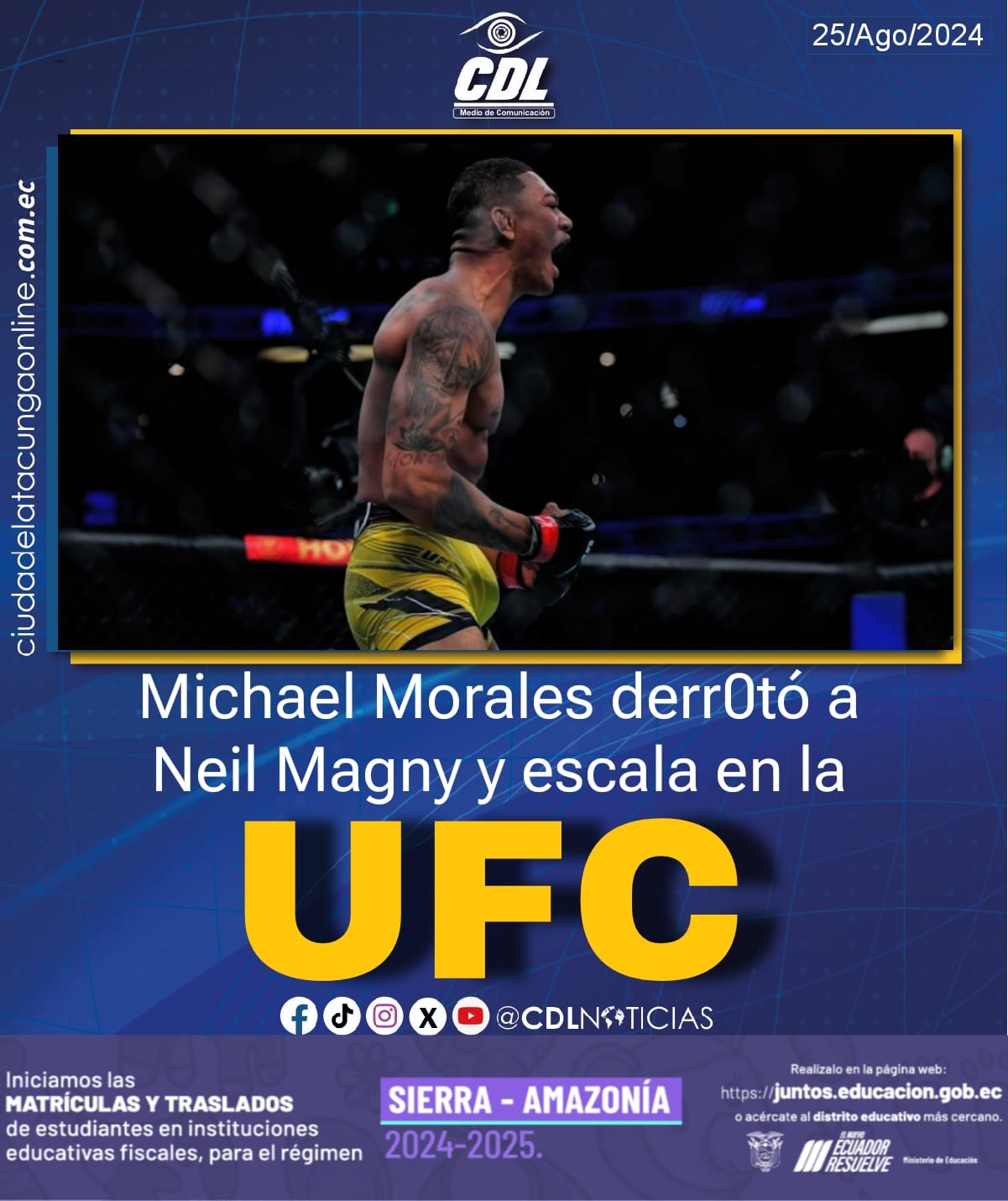 Invicto: Michael Morales derrota por nocaut técnico a Neil Magny y escala en la UFC