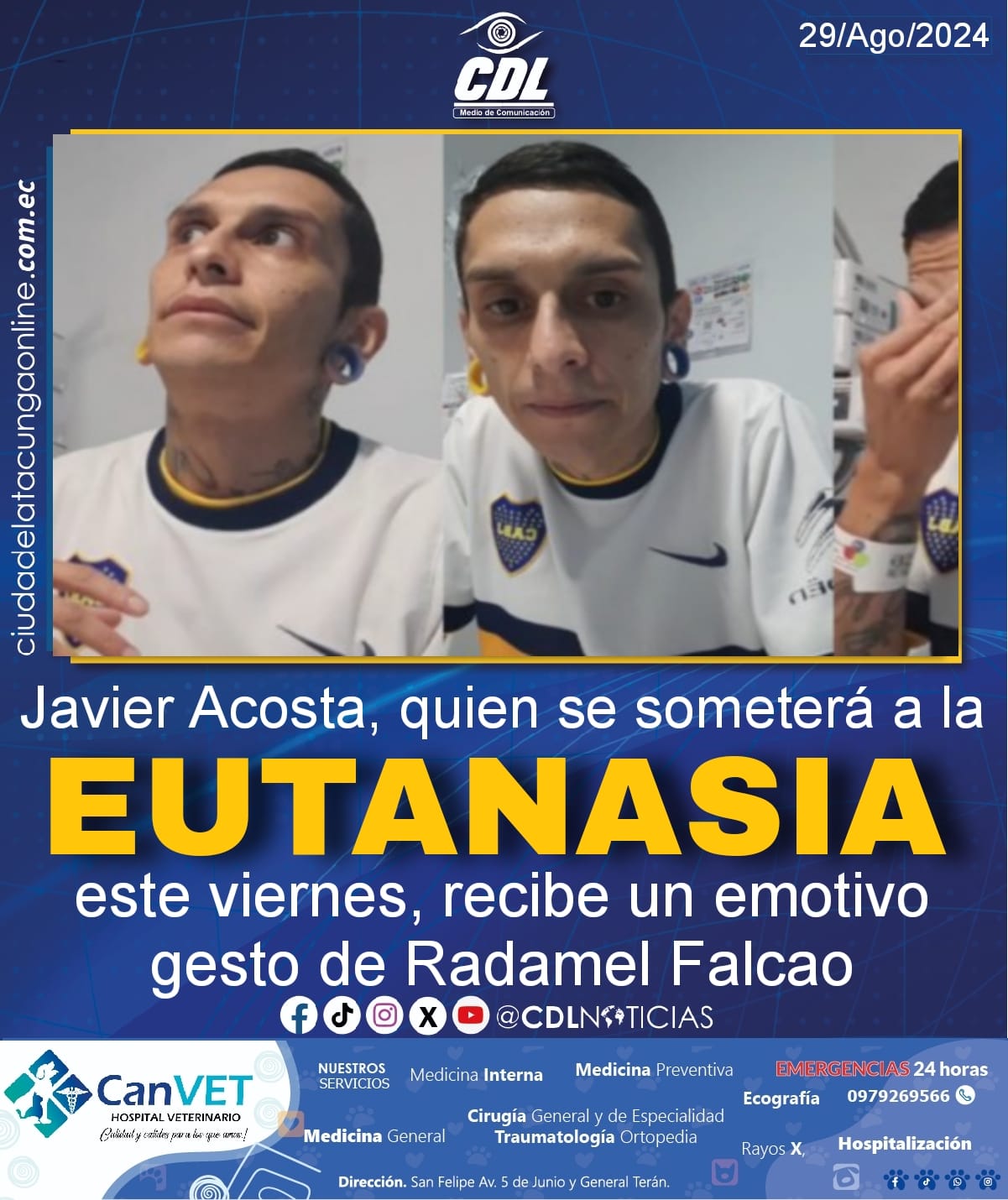 Javier Acosta, quien se someterá a la eutanasia este viernes, recibe un emotivo gesto de Radamel Falcao