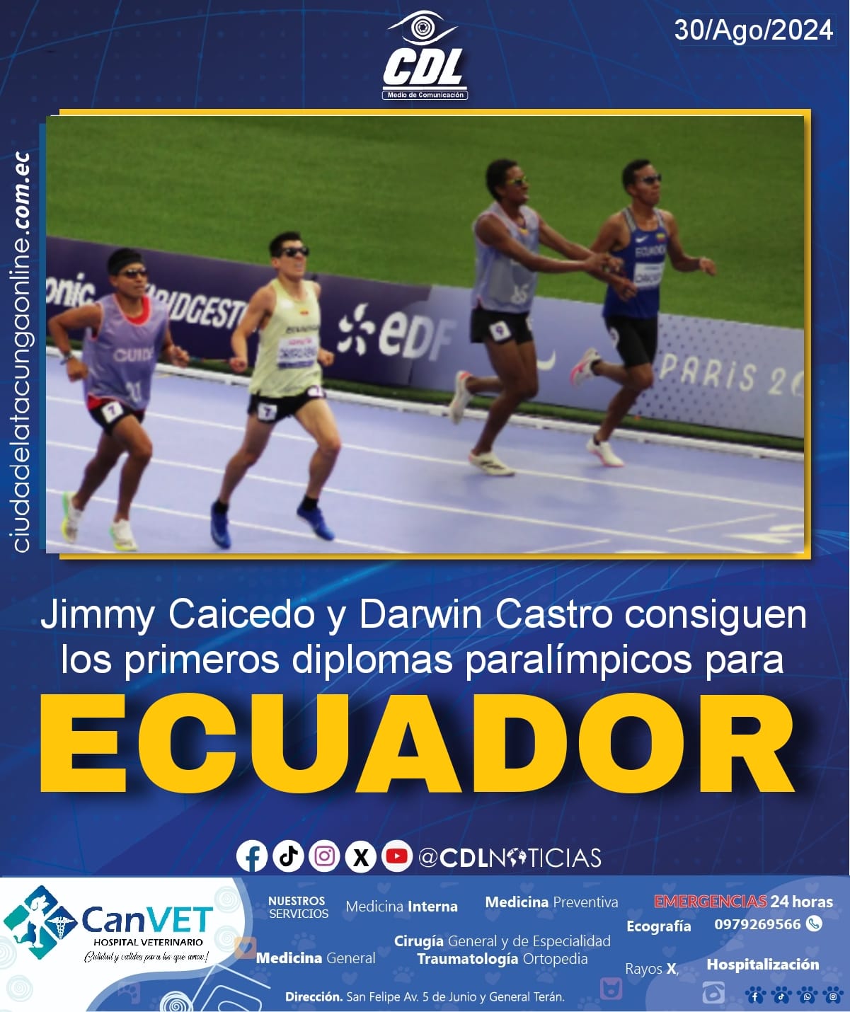 Jimmy Caicedo y Darwin Castro consiguen los primeros diplomas paralímpicos para Ecuador