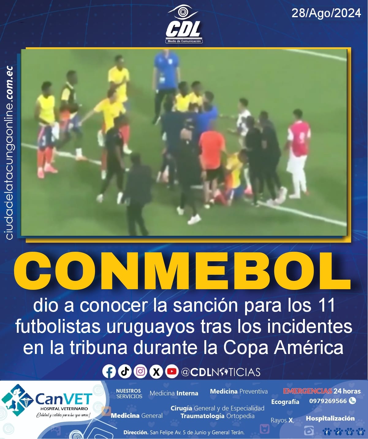 Conmebol dio a conocer la sanción para los 11 futbolistas uruguayos tras los incidentes en la tribuna durante la Copa América
