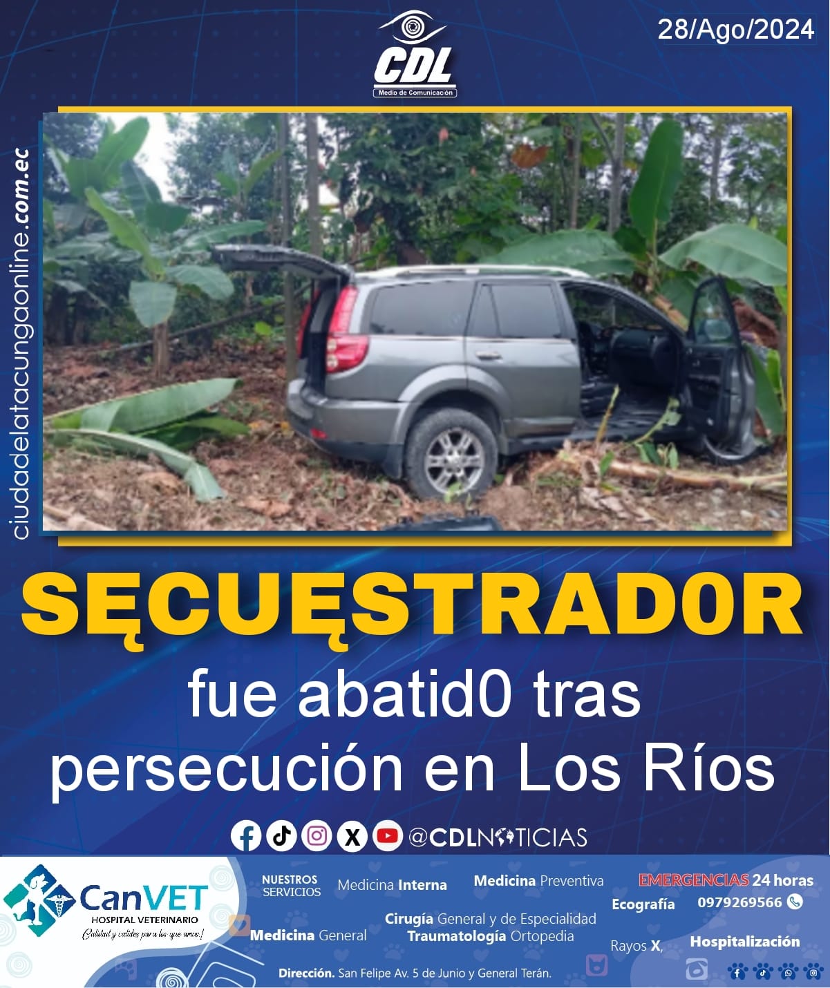 Secueñęstrad0r fue abatid0 tras persecución en Los Ríos