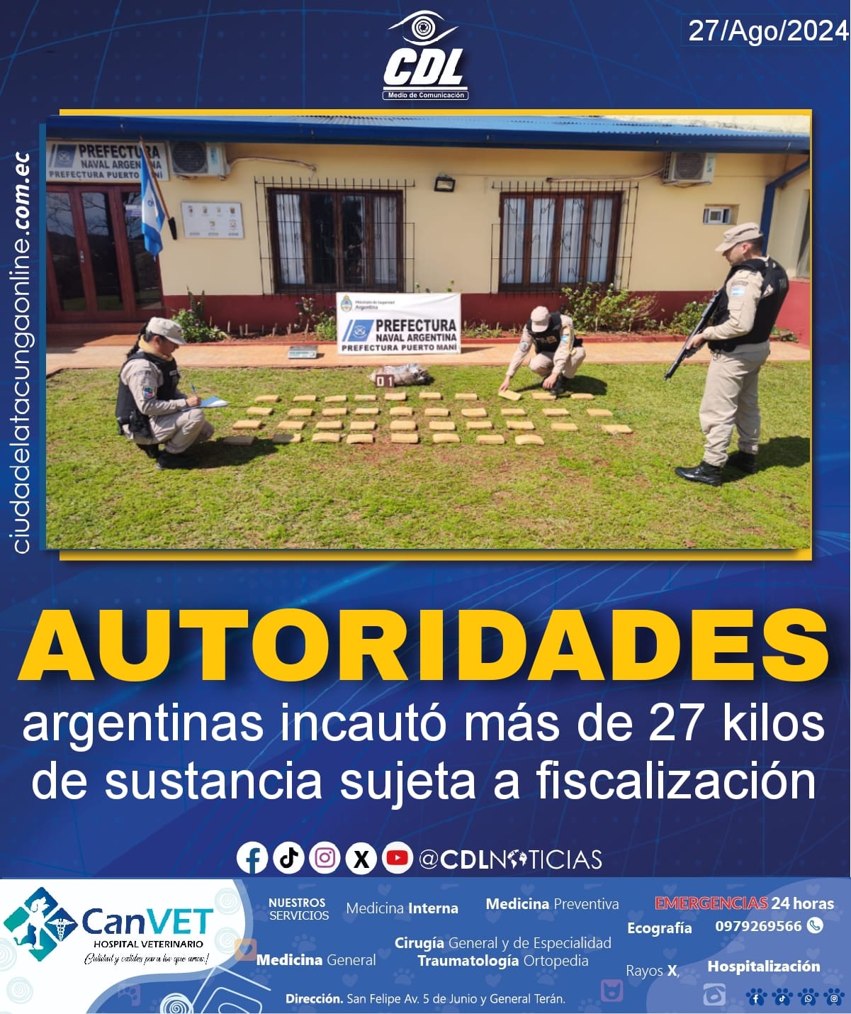 Autoridades incautó más de 27 kilos de sustancia sujeta a fiscalización