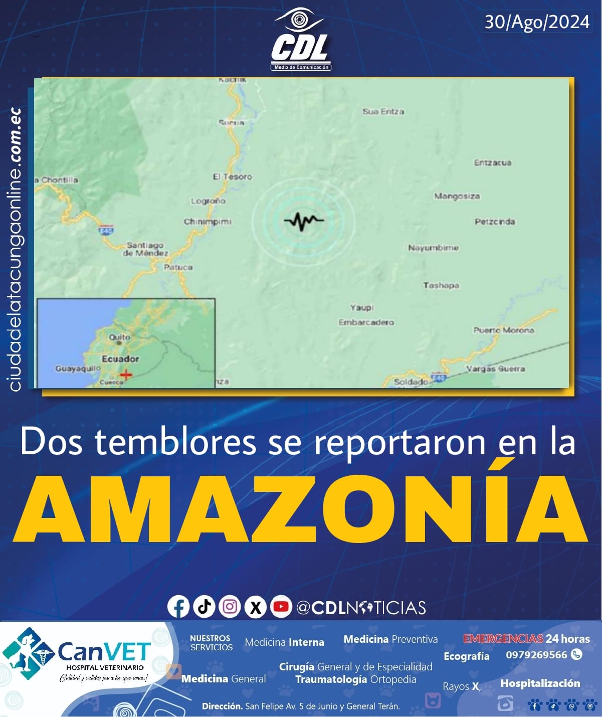 Dos temblores se reportaron en la Amazonía