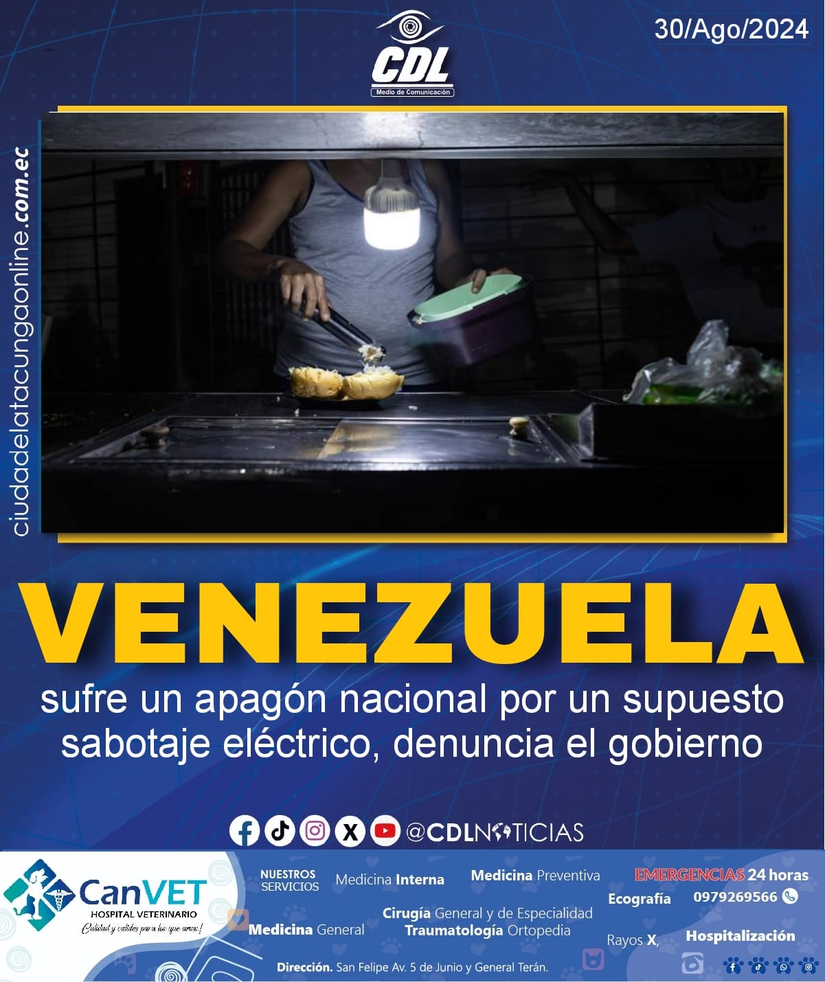 Venezuela sufre un apagón nacional por un supuesto sabotaje eléctrico, denuncia el gobierno