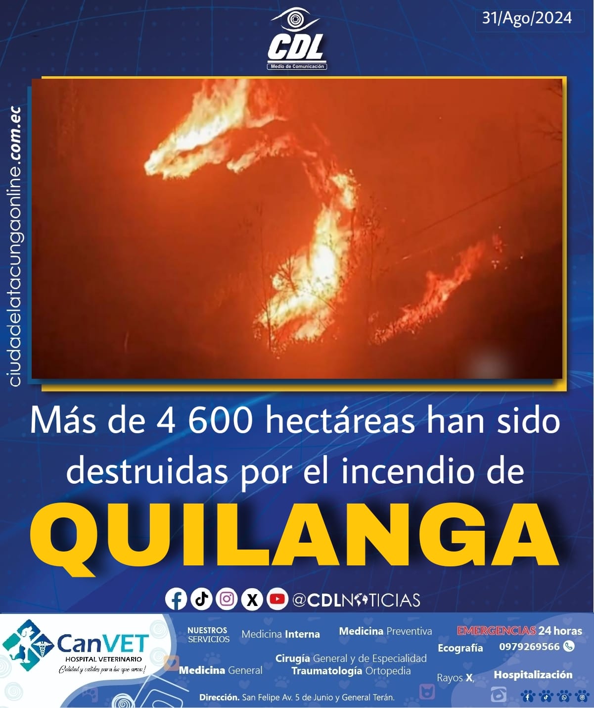 Más de 4 600 hectáreas han sido destruidas por el incendio de Quilanga