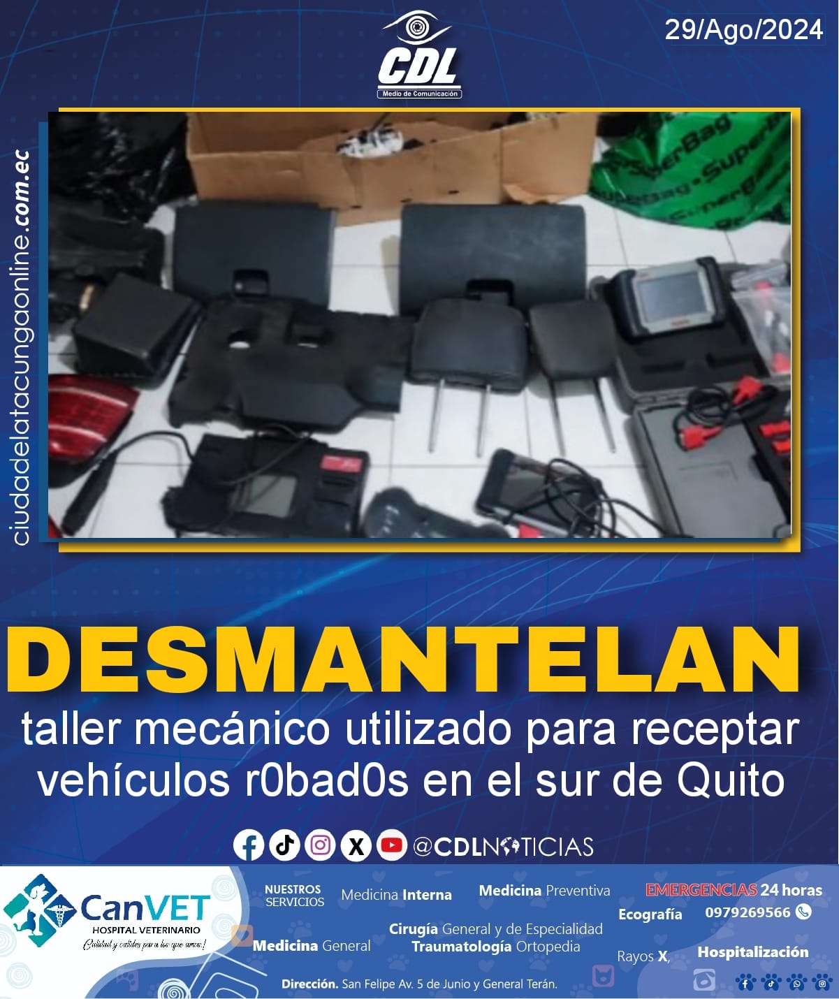 Desmantelan taller mecánico utilizado para receptar vehículos r0bad0s en el sur de Quito
