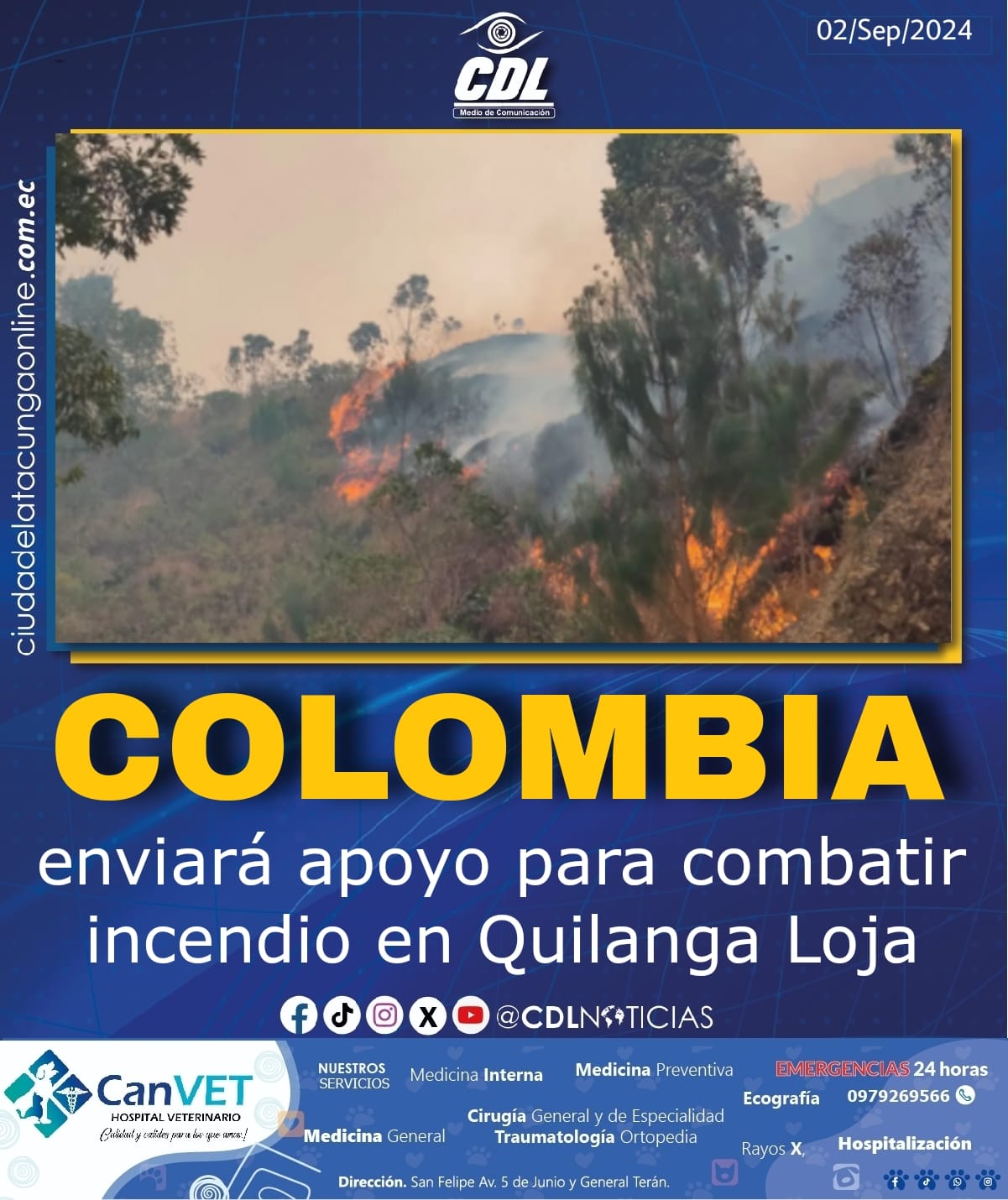 Colombia enviará apoyo para combatir incendio en Quilanga