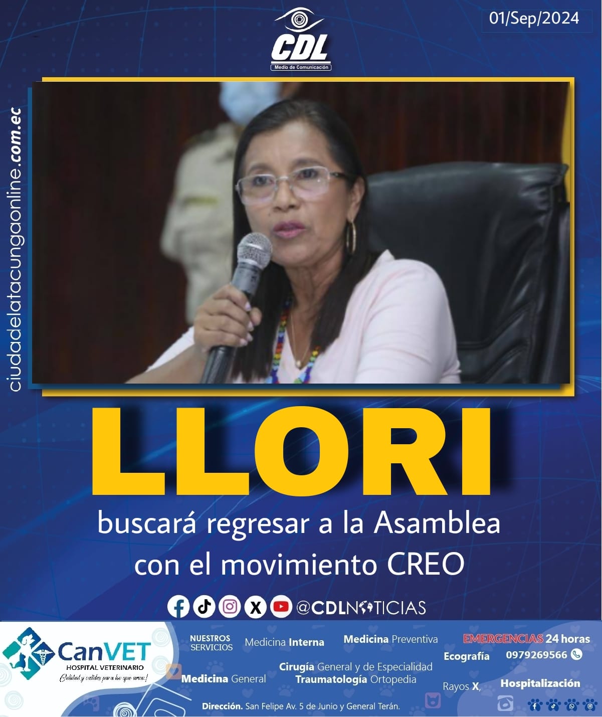 Guadalupe Llori buscará regresar a la Asamblea con el movimiento CREO