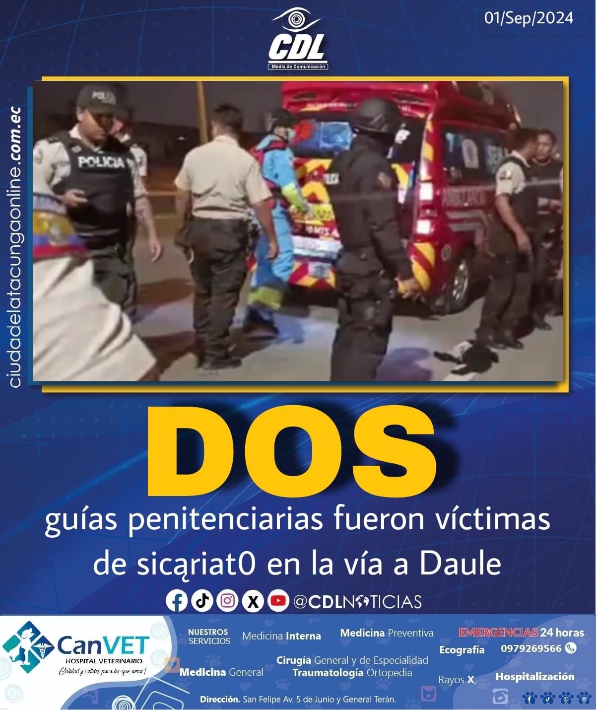 Dos guías penitenciarias fueron víctimas de sicariato en la vía a Daule