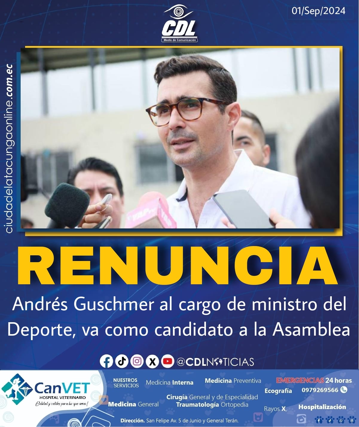 Renuncia Andrés Guschmer al cargo de ministro del Deporte, va como candidato a la Asamblea