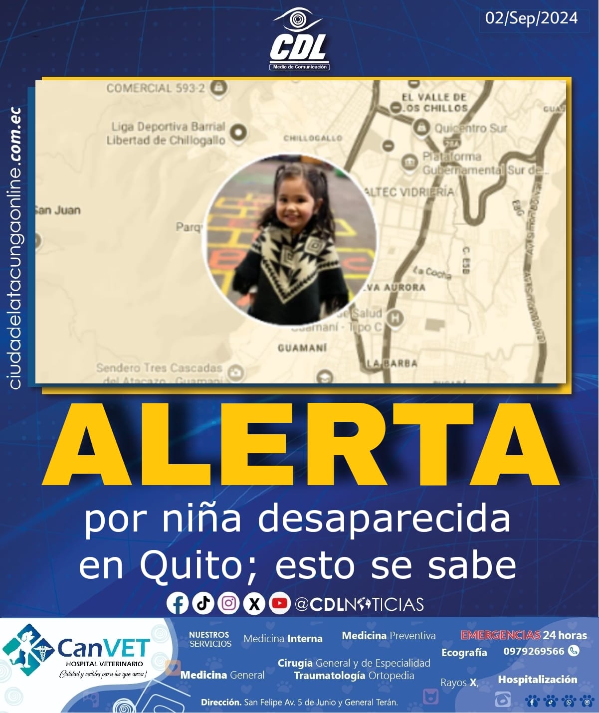 Alerta por niña desaparecida en Quito; esto se sabe