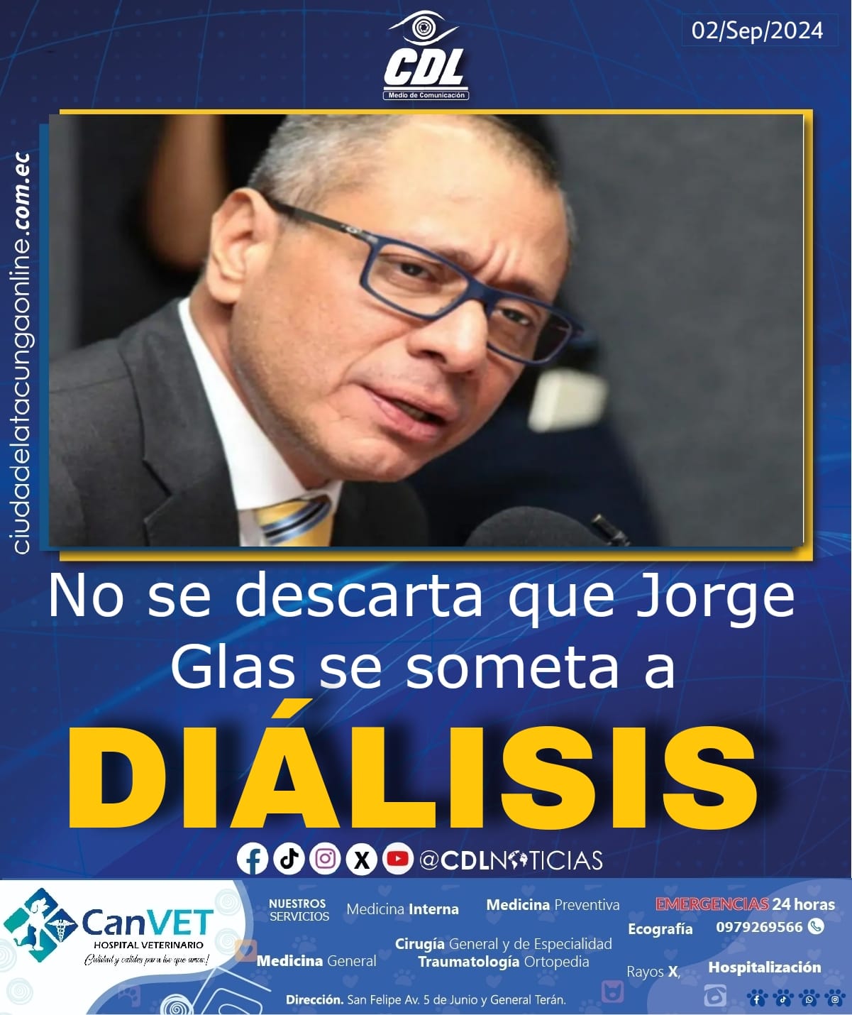 No se descarta que Jorge Glas se someta a diálisis