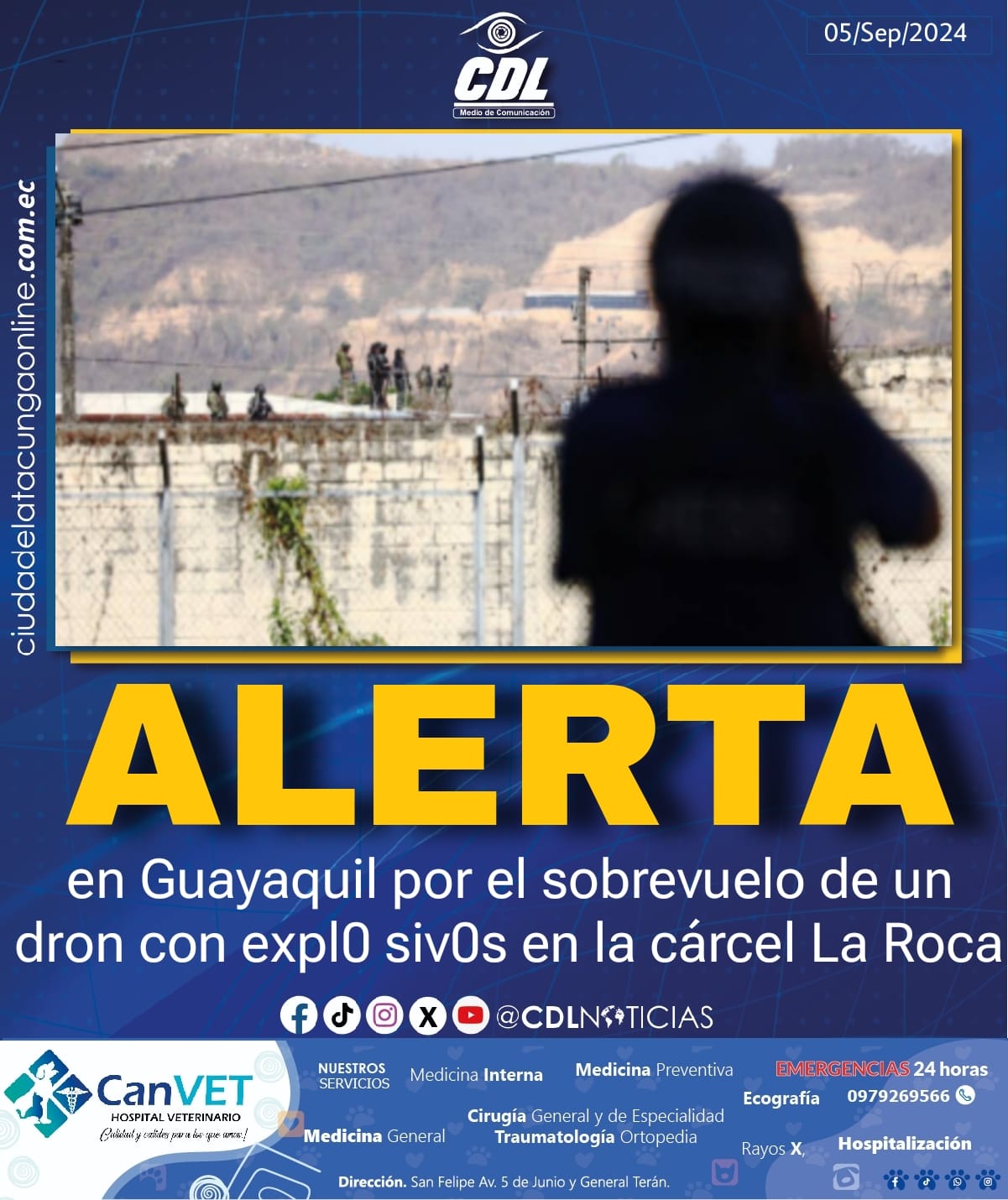 Alerta en Guayaquil por el sobrevuelo de un dron con expl0 siv0s en la cárcel La Roca