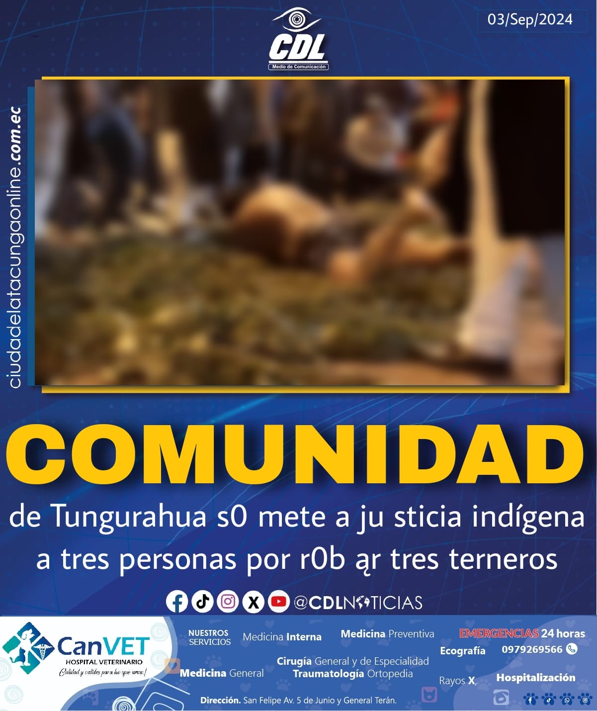 Una comunidad de Tungurahua s0 mete a ju sticia indígena a tres personas por r0b ąr tres terneros