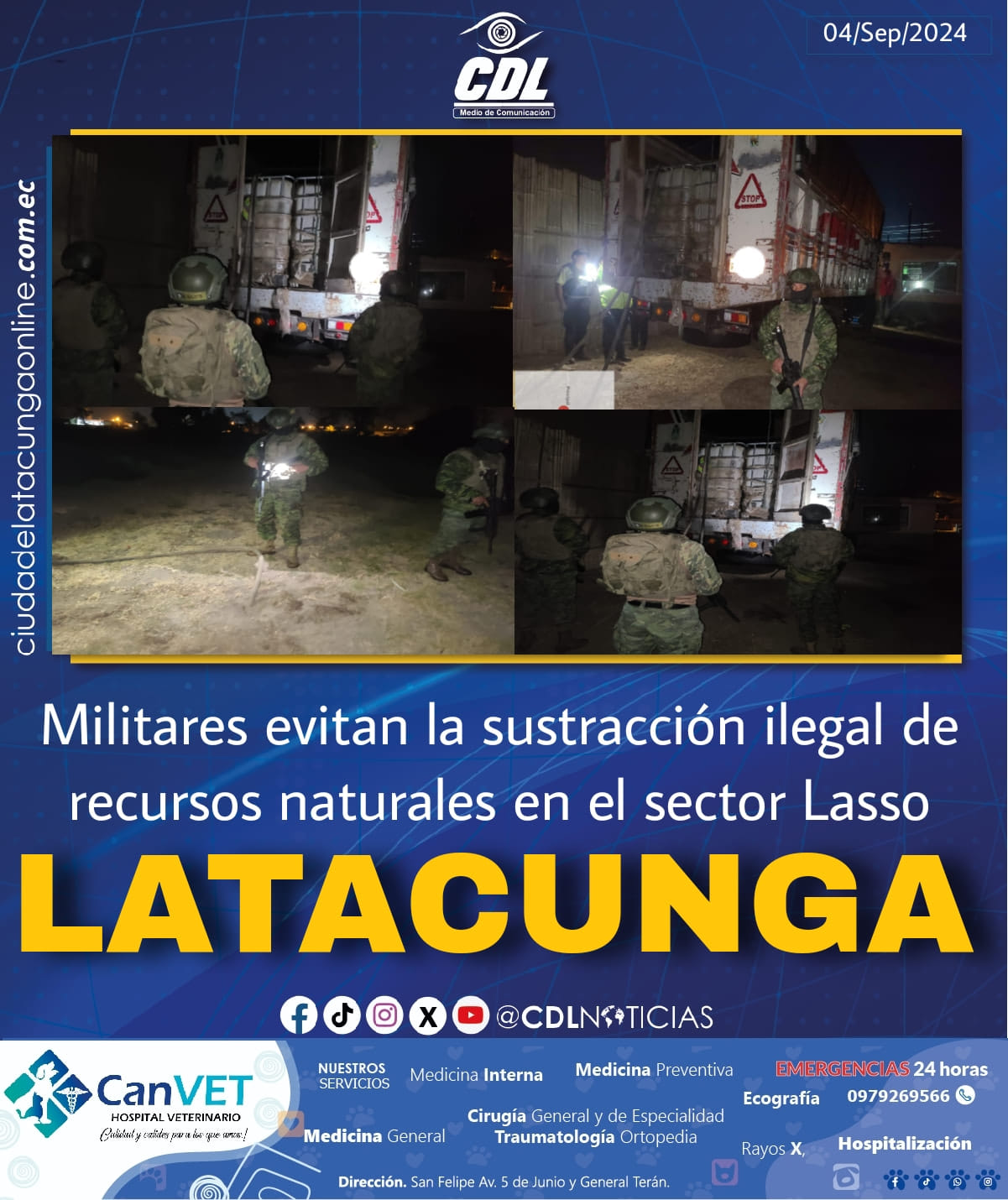 Militares evitan la sustracción ilegal de recursos naturales en Lasso Latacunga