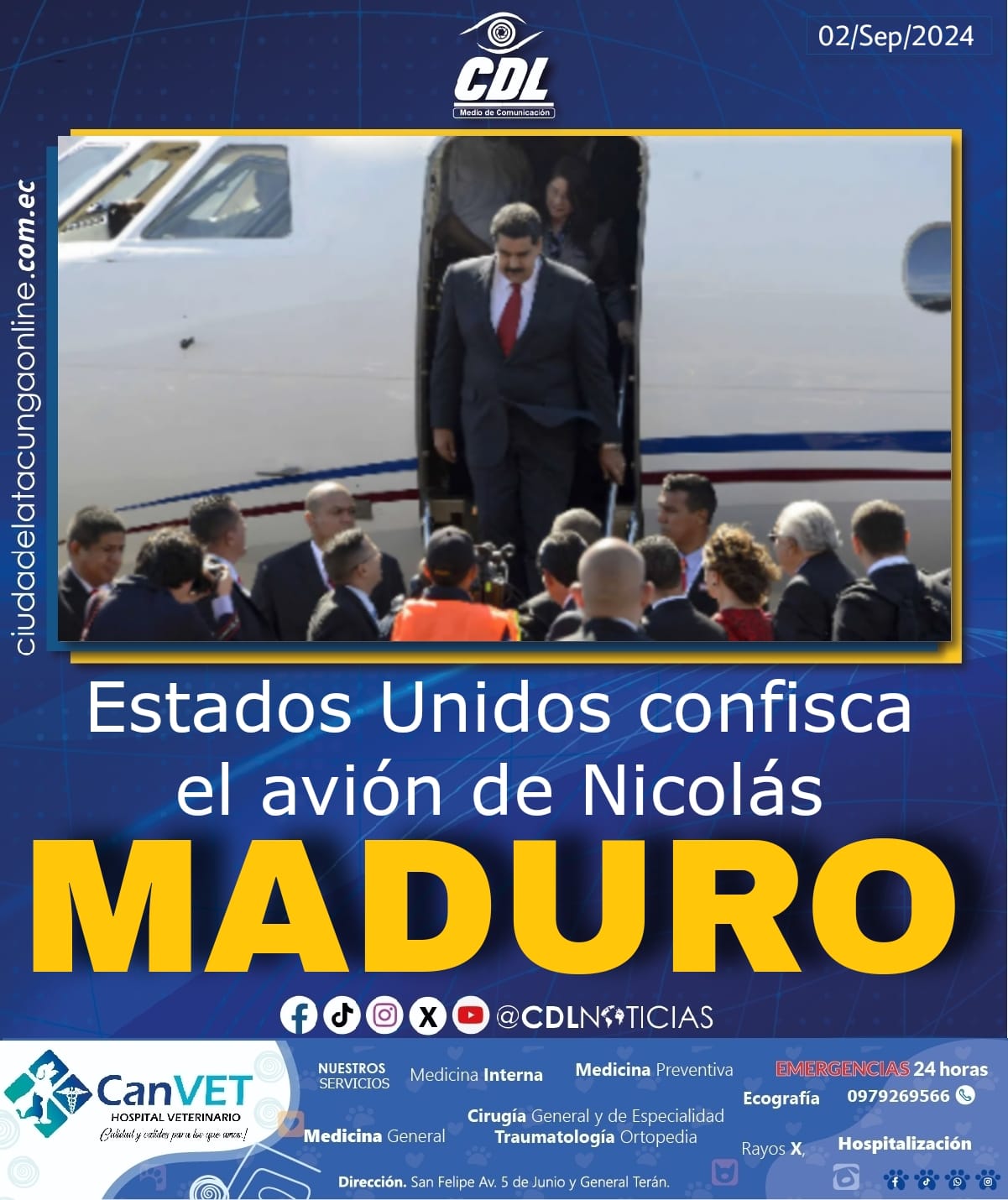 Estados Unidos confisca el avión de Nicolás Maduro