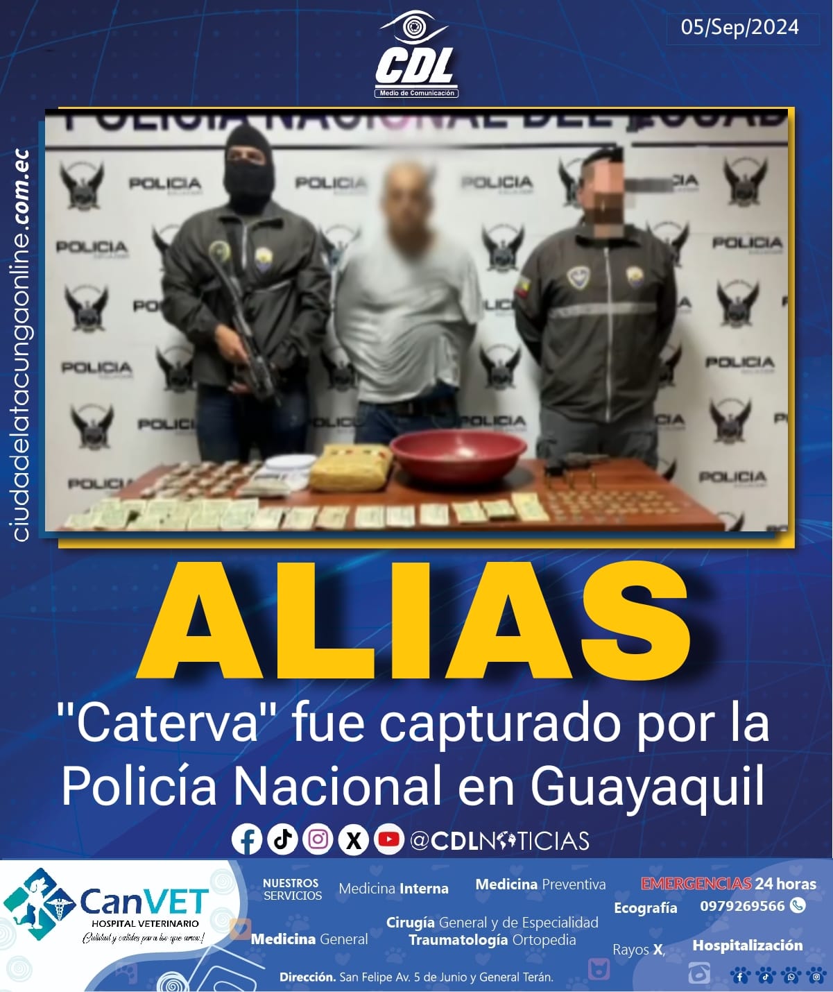 Alias «Caterva» fue capturado por la Policía Nacional en Guayaquil
