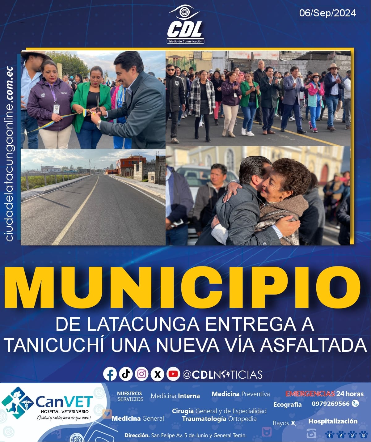 MUNICIPIO DE LATACUNGA ENTREGA A TANICUCHÍ UNA NUEVA VÍA ASFALTADA
