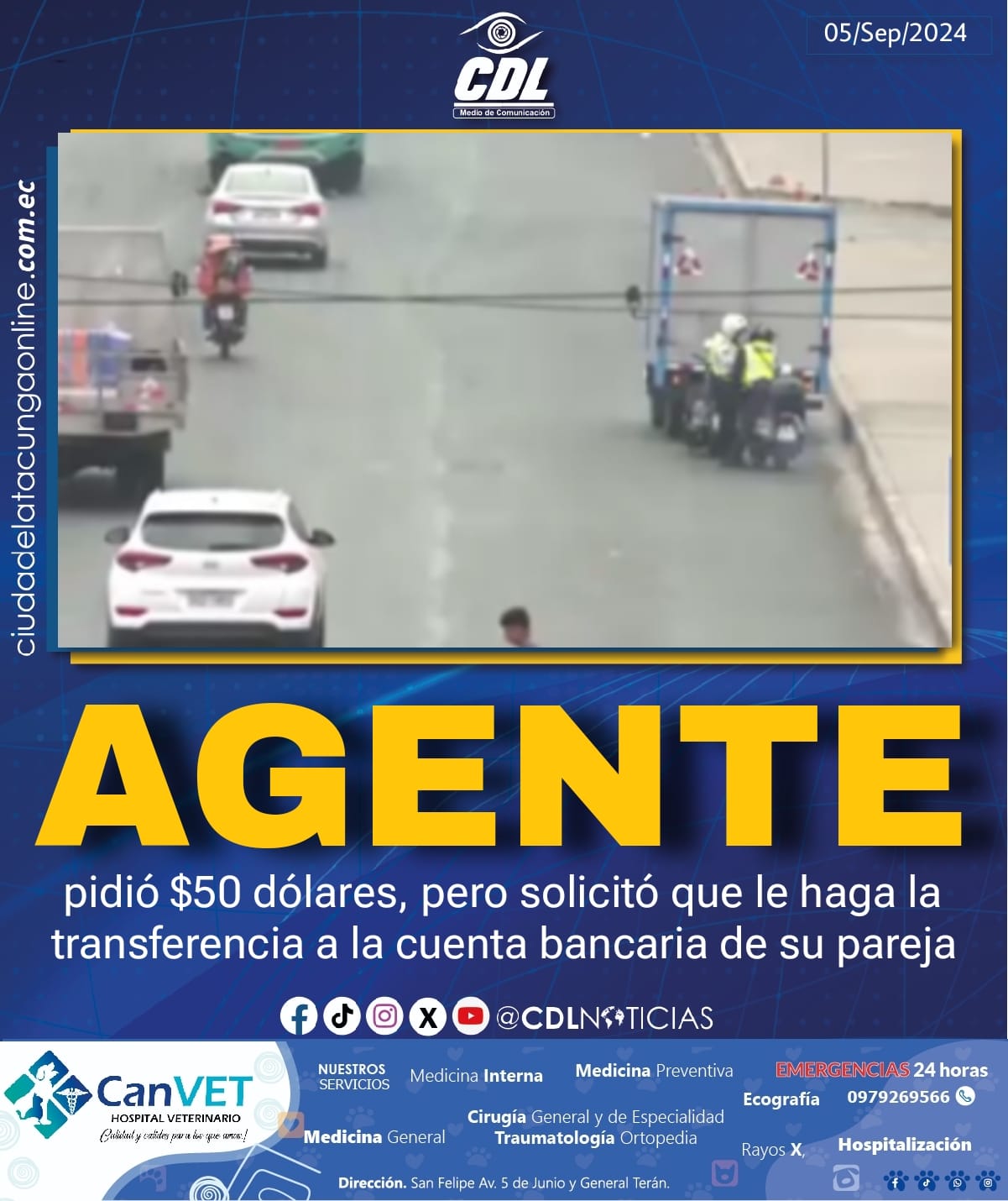 Agente pidió $50 dólares, pero solicitó que le haga la transferencia a la cuenta ban caria de su pareja
