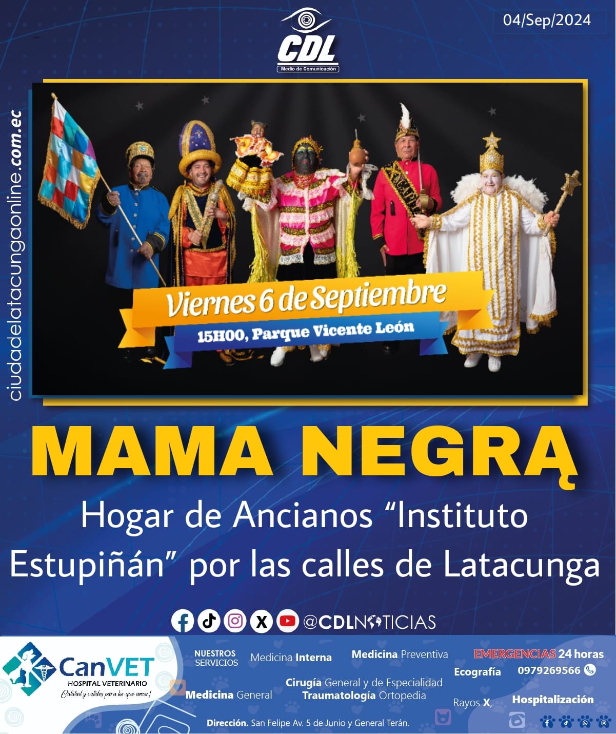 El Patronato Municipal de Latacunga invita a participar de la Mama Negra del Hogar de Ancianos “Instituto Estupiñán”