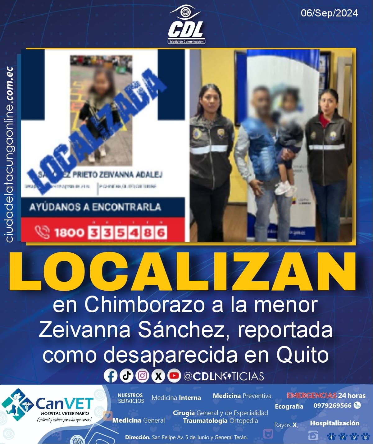 Localizan a la menor Zeivanna Sánchez, reportada como desaparecida en Quito
