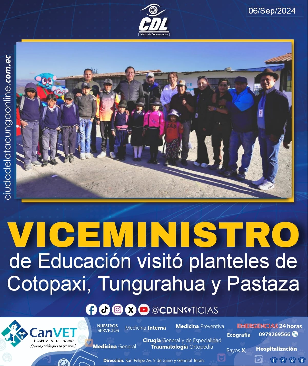 Viceministro de Educación visitó planteles de Cotopaxi, Tungurahua y Pastaza