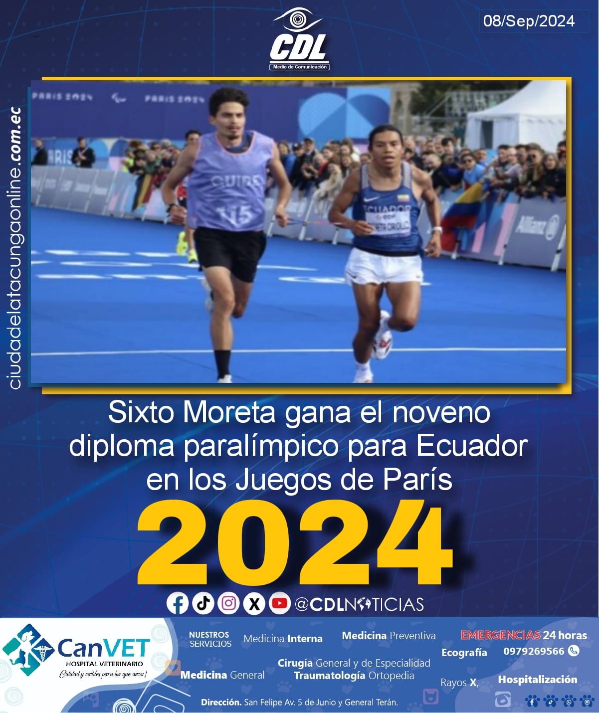 Sixto Moreta gana el noveno diploma paralímpico para Ecuador en los Juegos de París 2024