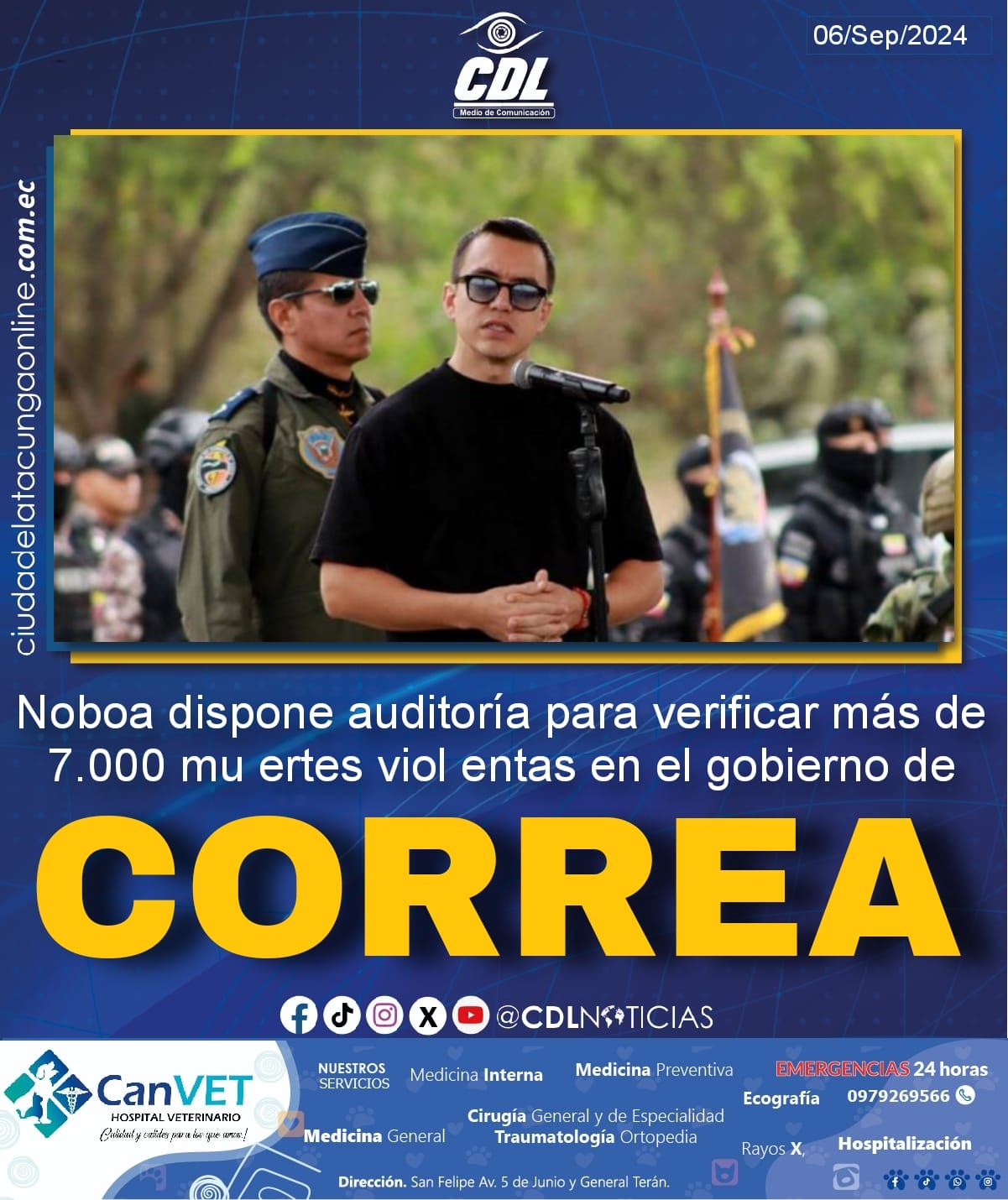 Daniel Noboa dispone auditoría para verificar más de 7.000 mu ertes viol entas en el gobierno de Rafael Correa