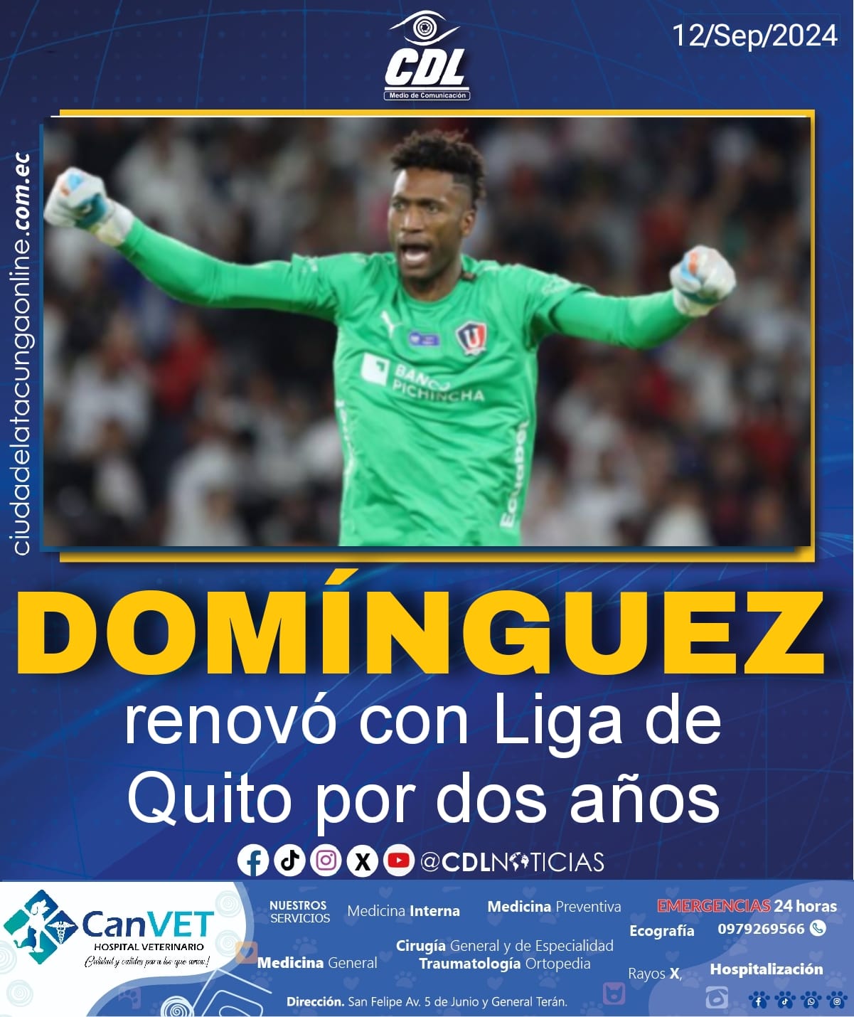 Alexander Domínguez renovó con Liga de Quito por dos años