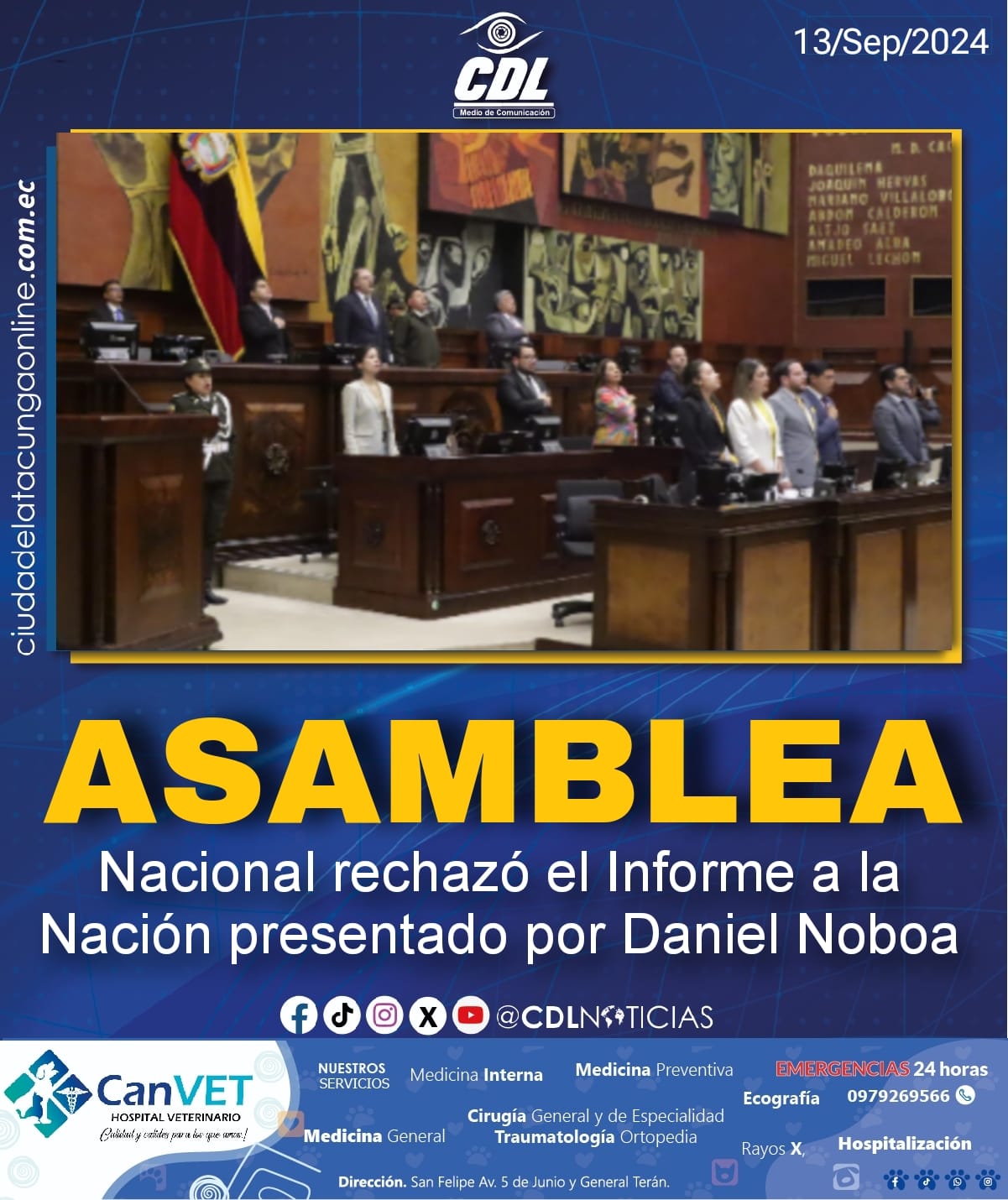 La Asamblea Nacional rechazó el Informe a la Nación presentado por Daniel Noboa