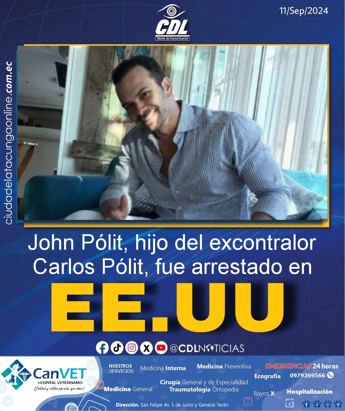 John Pólit, hijo del excontralor Carlos Pólit, fue arrestado en EE.UU