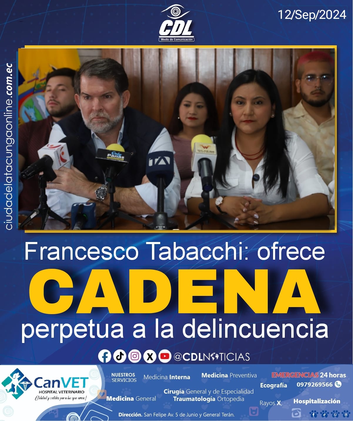 Francesco Tabacchi: ofrece cadena perpetua a la delincuencia, «De la seguridad me encargo yo»