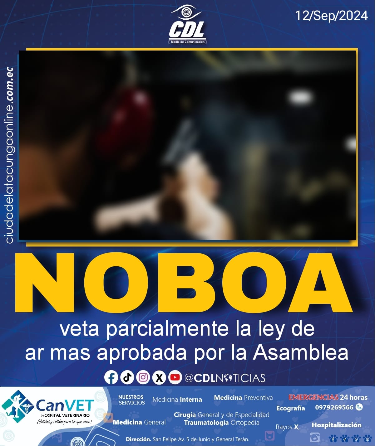 Noboa veta parcialmente la ley de armas aprobada por la Asamblea
