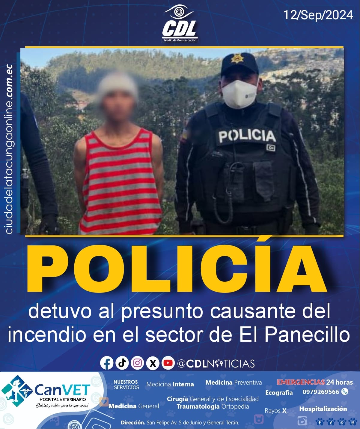 La Policía detuvo al presunto causante del incendio en el sector de El Panecillo