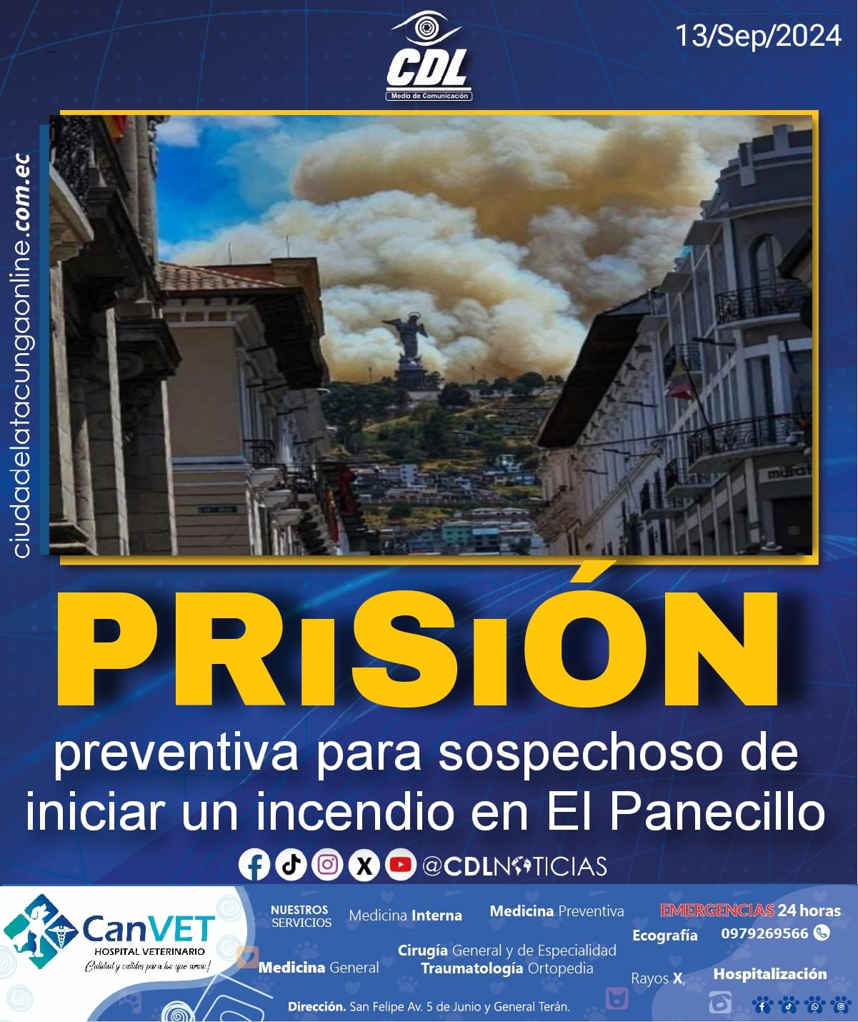 Prisión preventiva para sospechoso de iniciar un incendio en El Panecillo