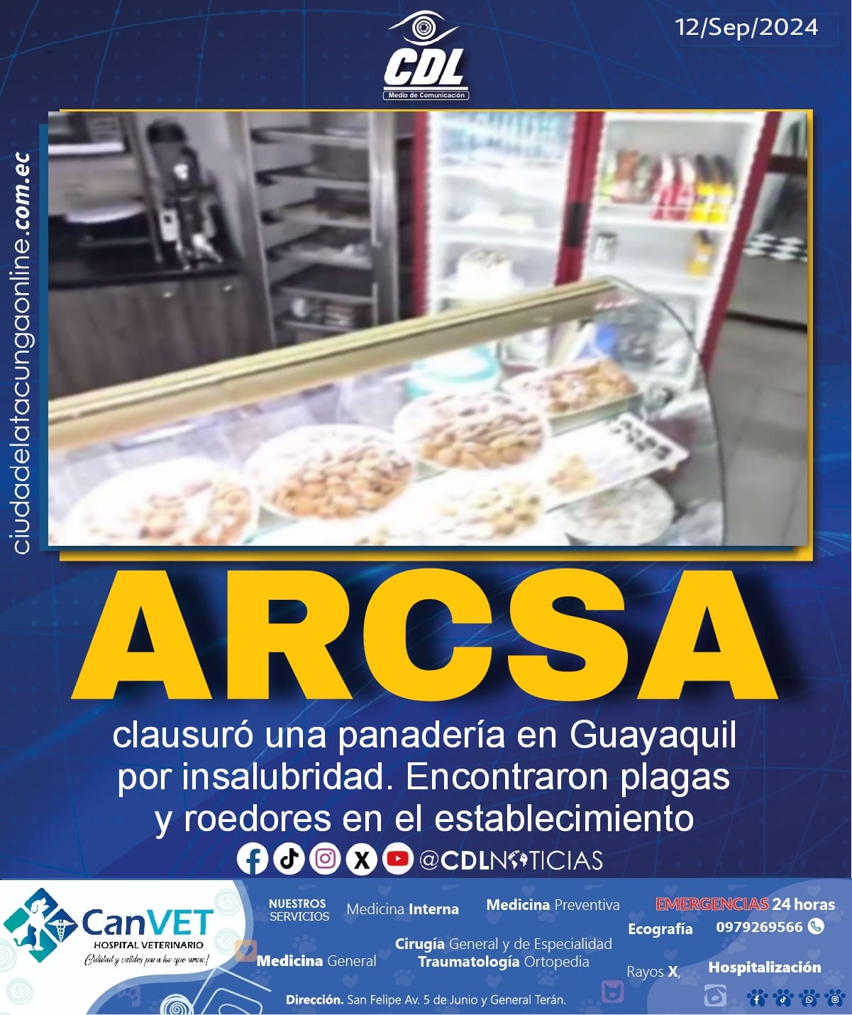 La Arcsa clausuró una panadería en Guayaquil por insalubridad. Encontraron plagas y roedores en el establecimiento