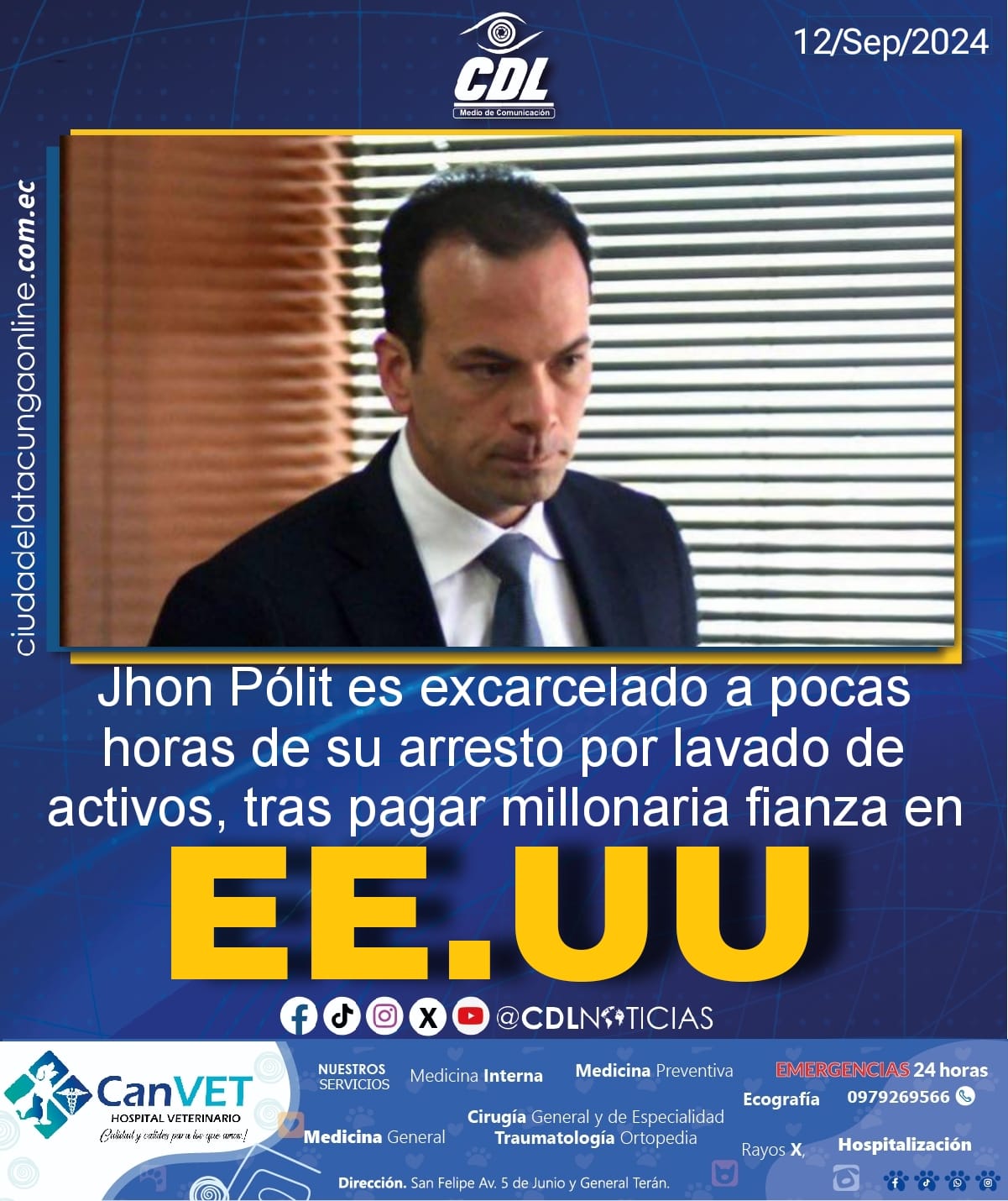 Jhon Pólit es excarcelado a pocas horas de su arresto por lavado de activos, tras pagar millonaria fianza en EE.UU.
