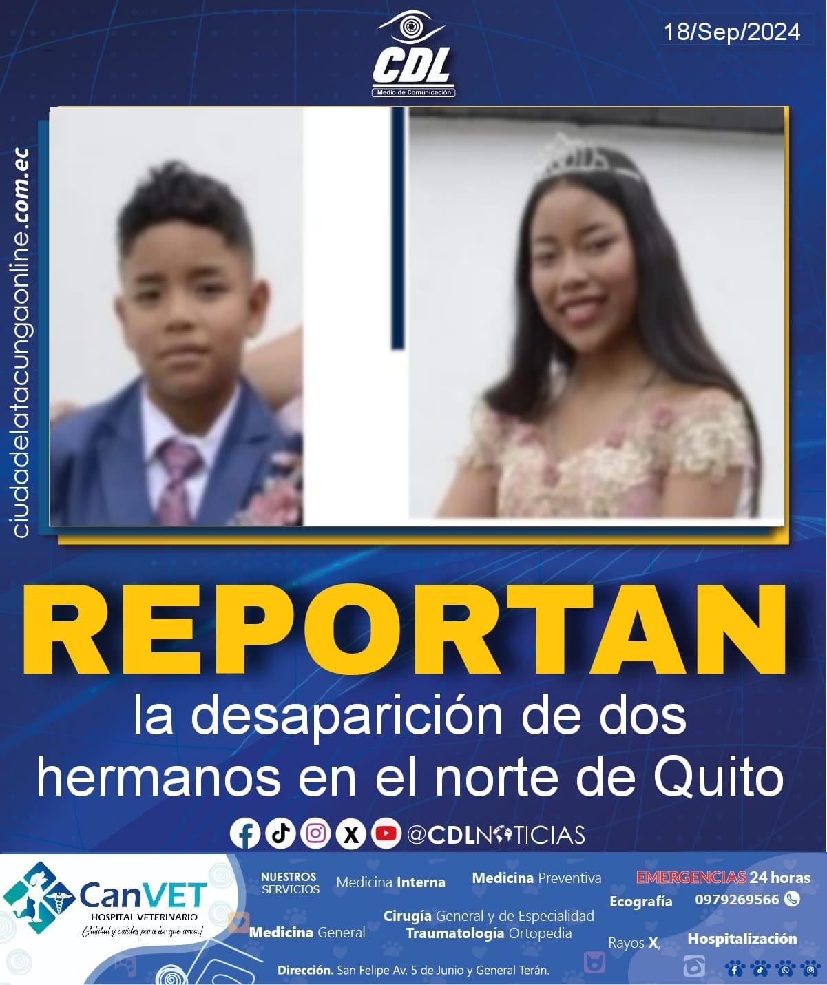 Reportan la desaparición de dos hermanos en el norte de Quito