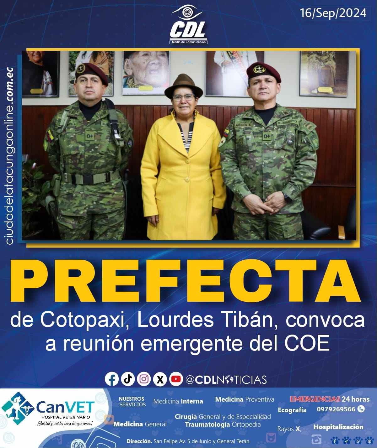 Prefecta de Cotopaxi, Lourdes Tibán, convoca a reunión emergente del COE