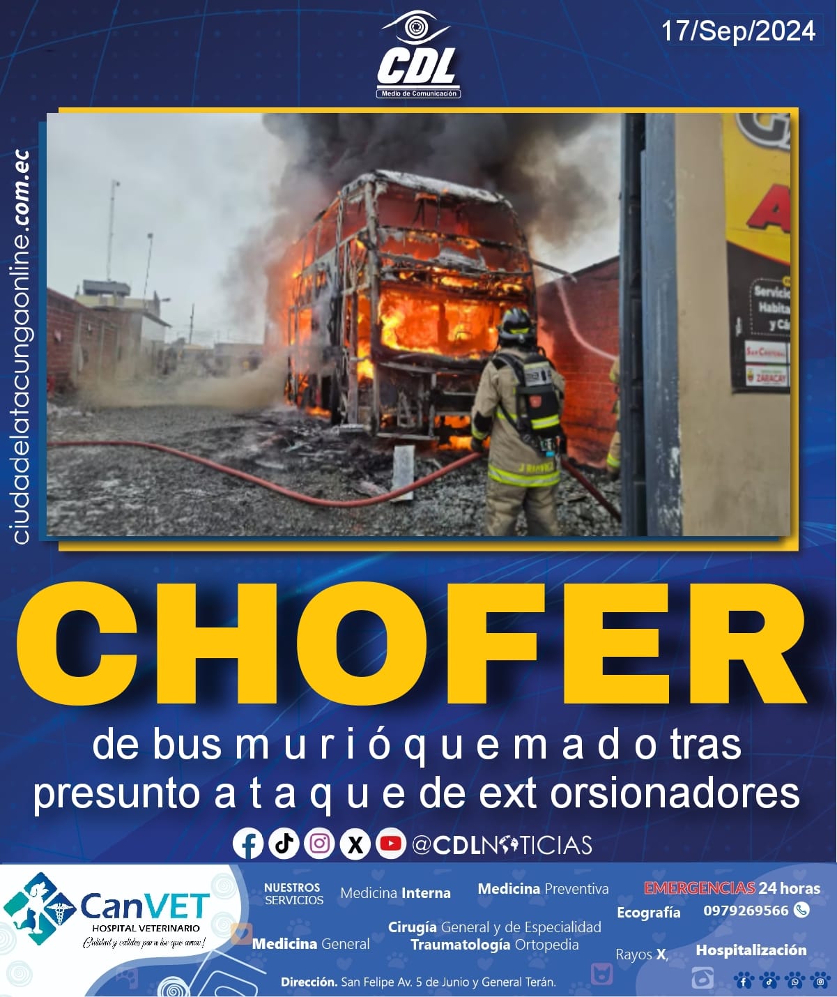 Huaquillas: chofer de bus m u r i ó q u e m a d o tras presunto a t a q u e de ext orsionadores