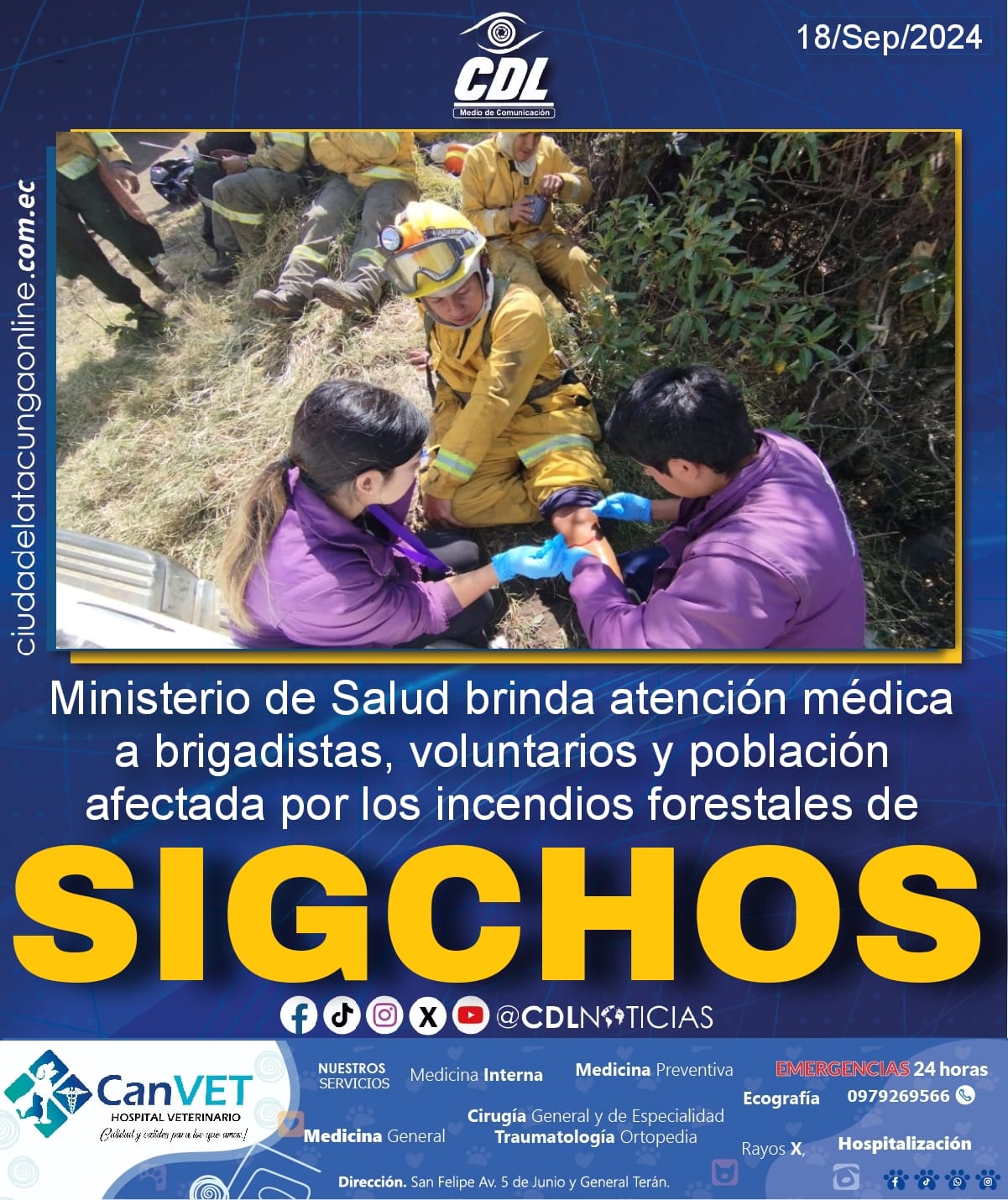 Ministerio de Salud brinda atención médica a brigadistas, voluntarios y población afectada por los incendios forestales de Sigchos