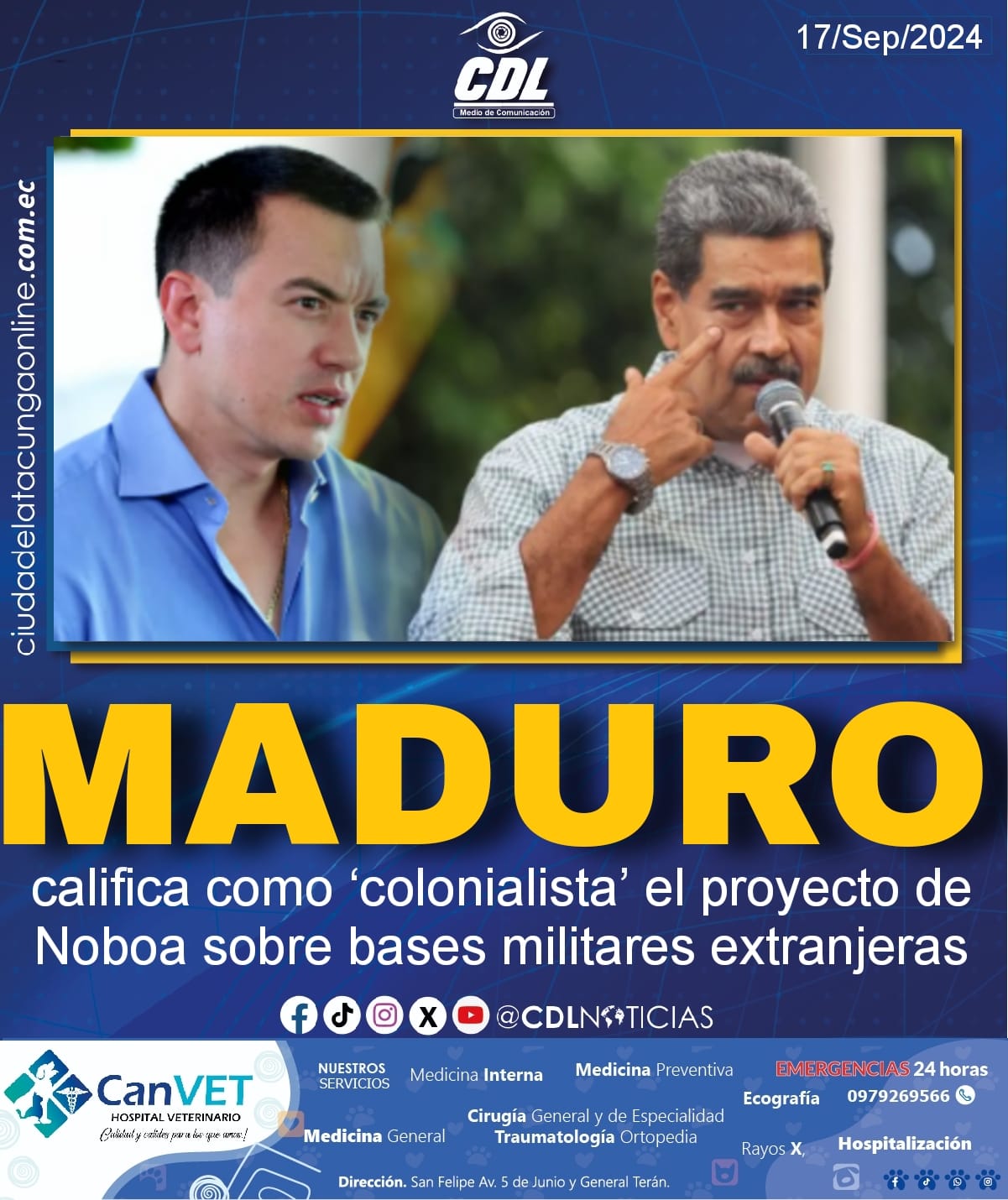 Maduro califica como ‘colonialista’ el proyecto de Noboa sobre bases militares extranjeras