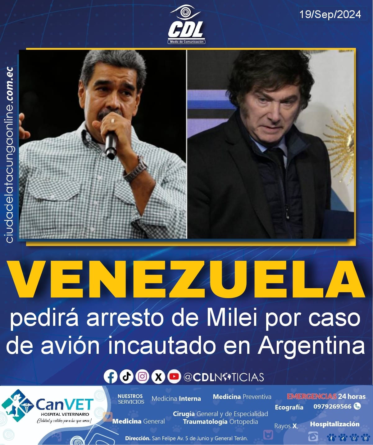 Venezuela pedirá arresto de Milei por caso de avión incautado en Argentina