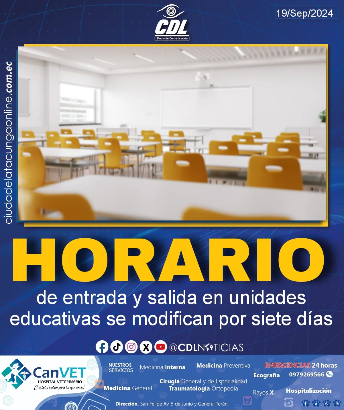 Horarios de entrada y salida en unidades educativas se modifican por siete días