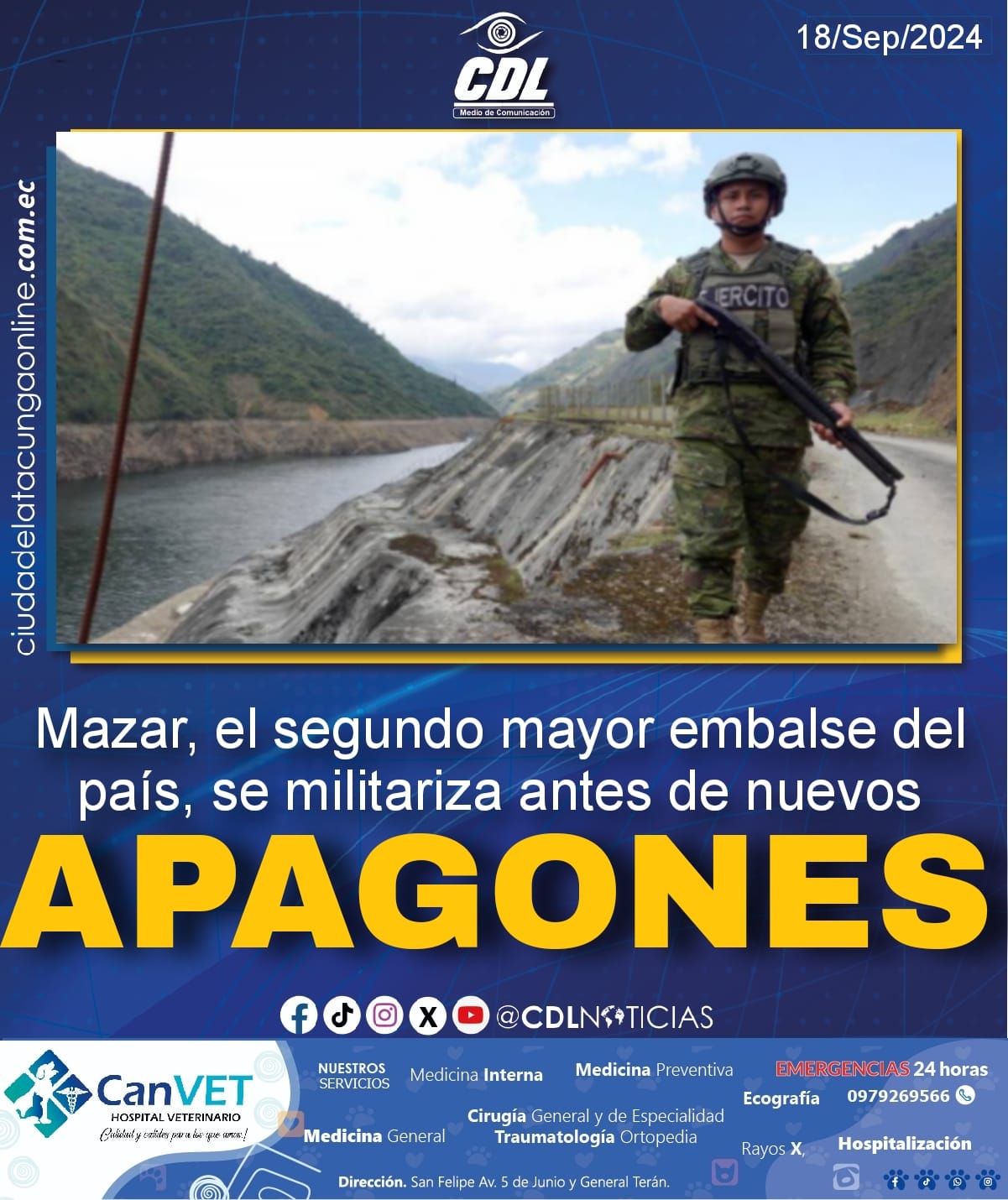 Mazar, el segundo mayor embalse del país, se militariza antes de nuevos apagones