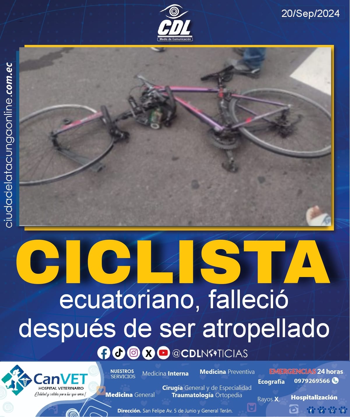 Kevin Pozo, ciclista ecuatoriano, falleció después de ser atropellado