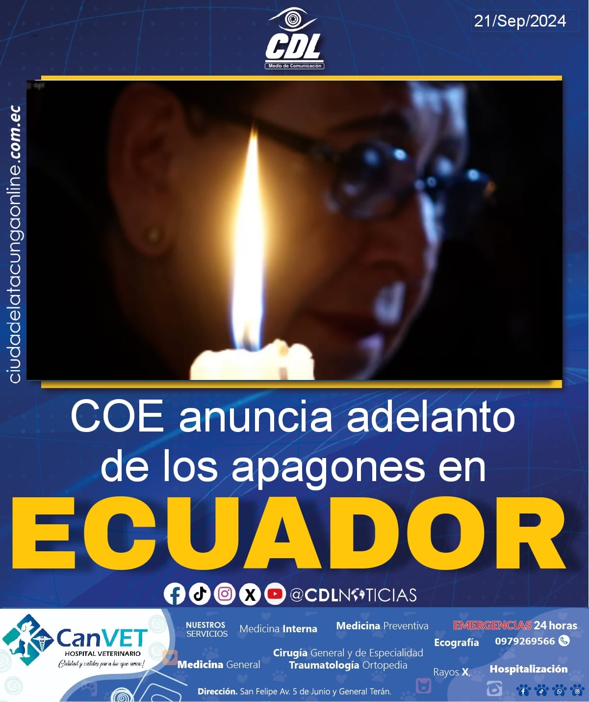 COE anuncia adelanto de los apagones en Ecuador