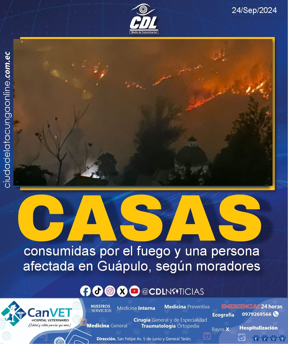Casas consumidas por el fuego y una persona afectada en Guápulo, según moradores