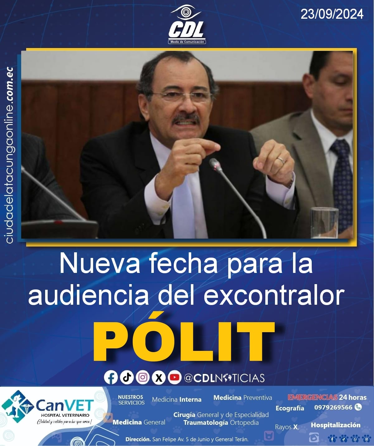 Nueva fecha para la audiencia del excontralor Pólit.
